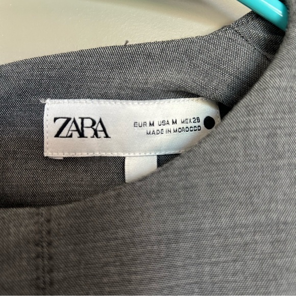 Zara Medium Grey Skater Dress ZW Collection Drop Waist - Picture 6 of 7
